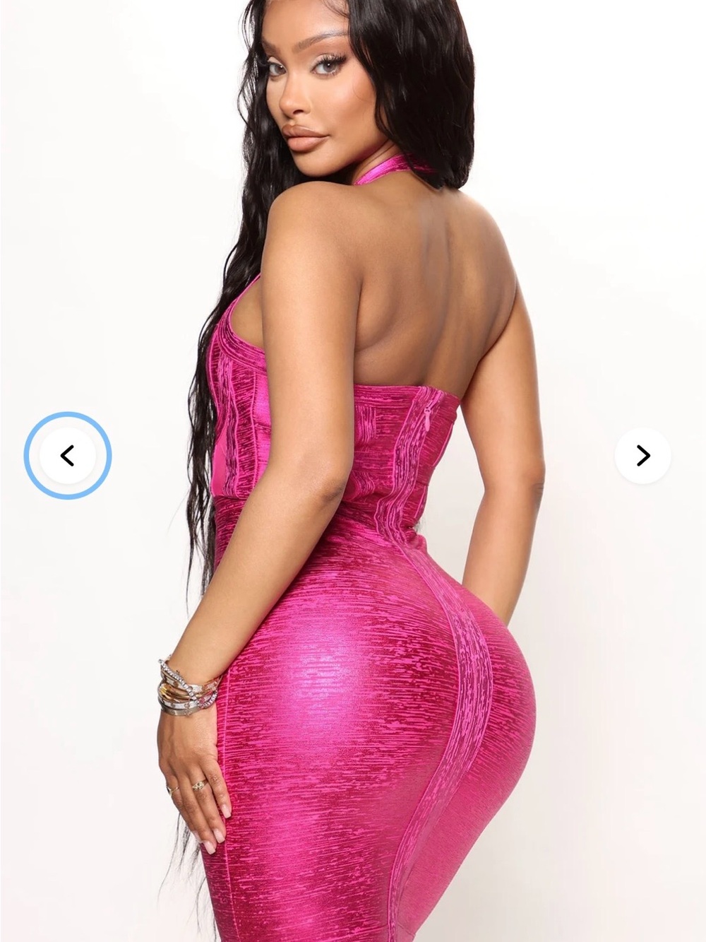 NWT Fashion Nova Marlen metallic dress pink - Picture 3 of 8